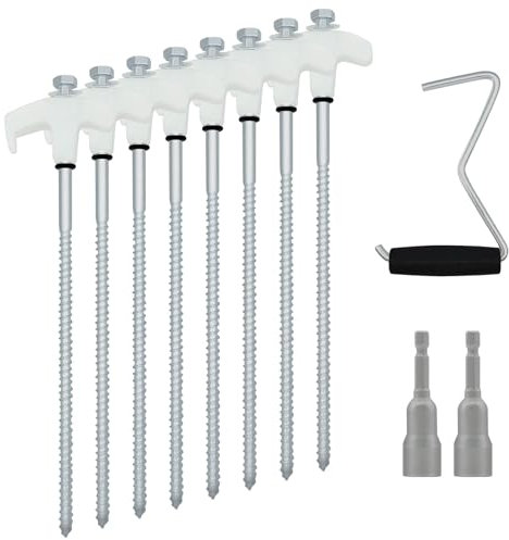 Zueyen 8 x Zeltheringe, Felsbodenhering, Heringe Stahl, Bodenanker, Robuste Zelt-Nagel-Camping-Heringe, Heringe Erdnägel Stabil für Camping 25cm (Weiß,leuchten im Dunkeln)