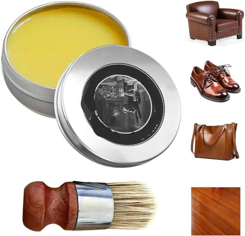 Evergloss Möbelsalbe für Leder, Evergloss Leder- und Möbelreparatursalbe, geeignet für Leder, Holz, Heimtextilien, Lederkleidung, Lederschuhe mit Borstenbürste (1 Stück)
