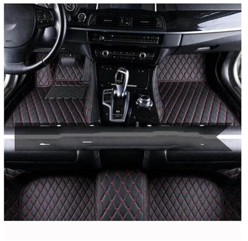DZSYBUIGB Auto Fußmatten Auto-Fußmatten Für Q2 2017~2022 Auto-Bodenmatten-Komplettset Anti-Schmutz-Teppich Luxus-Leder-Auto-Innenausstattung Automatten(Schwarz Rot)