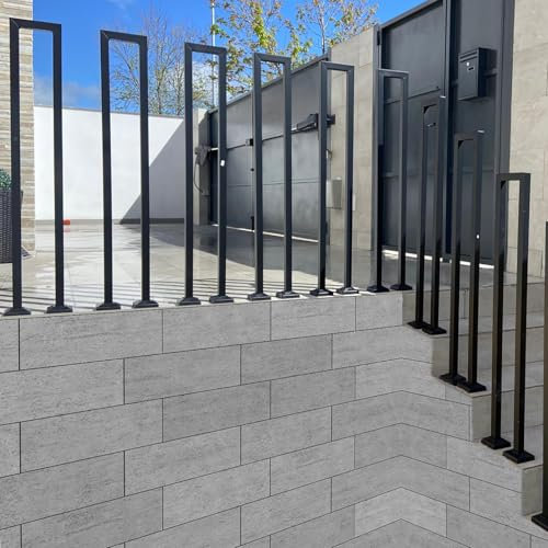 Ringhiera per scale a forma di U, colore nero, corrimano per scale esterne, corrimano esterno, ringhiera per scale, in ferro battuto, ringhiera per scale, montaggio laterale (nero, 100 cm)