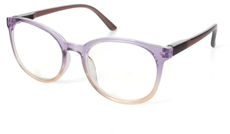 MMOWW Runder Rahmen Lesebrille Damen Herren, Federscharnier Runden Blaulichtfilter Computerbrille Entspiegelt Brille (Buntes Lila, +1.5)