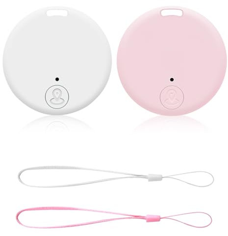 Localisateur de Clés 2 Pack | Porte Clé GPS Tracker Bluetooth 5.2 Key Finder Smart Tag Compatible iOS et Android | Localisateur d'objets pour trouver des clés | Matériau Robuste (Rose et Blanc)