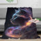 Weiche, warme Flanelldecken mit Katze im kosmischen Nebel, 3D-Digitaldruck, gemütliche Plüschdecken für den Winter für Kinderbett, Flauschiger Überwurf, 100 x 130 cm