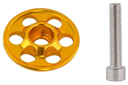 HESHUWEN Steuersatz Kappe Aluminiumlegierung Straße Mountainbike Fahrrad M6x30 Headset Top Vorbaukappe for 28,6/31,8 Gabelschaft Vordergabel Stem Cap(Gold D)