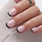 GZMAYUEN 24Pcs Faux Ongles French Carré, Français Noir Press On Nails Court, Couverture Complète Fake Nails pour Femmes et Filles