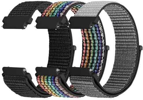 WNIPH 3 Piezas Correas de Nylon para Reloj Compatible con 18mm 19mm 20mm 22mm 24mm, Transpirables, Suaves y cómodas para Hombres y Mujeres