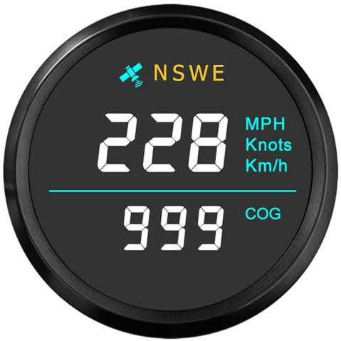 ELING 52 mm Universal-GPS-Tachometer 0–999 km/h mph Knoten mit Kurs über Grund mit Hintergrundbeleuchtung 12 V 24 V für Marine-Segelboote