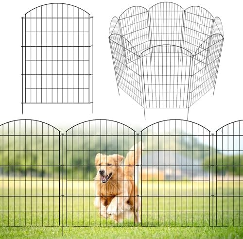 ARIFARO Metall Dekorative Gartenzaun, 101cm H x Gesamtlänge 3,5m | Paneelbreite: 71cm, 5 Panels, Keine Graben Haustier Zaun Rostfrei Metall Drahtzaun Panel Grenze für Hund, Kaninchen, Hof