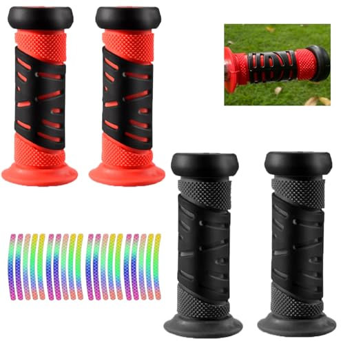 QUNXON Fahrradgriffe Kinder, 2 Paar Lenkergriffe Fahrrad Kinder, mit 2 Stück Reflektierenden Aufklebern, Gummi Fahrradgriffe 22mm für Kinderfahrrad, Kinderdreirad, Kinderroller, Kinderbalkenbike