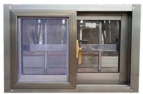 Ventana corrediza grande con cerradura, ventana abatible de repuesto horizontal para garaje y casas móviles, 80 x 60 cm, tornillos duraderos incluidos, fácil instalación