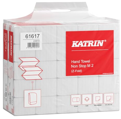 4000 Stück Katrin KATRIN Papierhandtücher Non Stop M2, Z-Falz, 2-lagig, Handy Pack, weiß, L: 24 cm, B: 20,3 cm