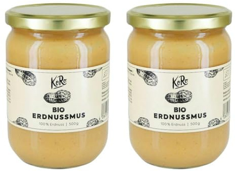 KoRo - Crema di arachidi bio 2 x 500 g - Qualità bio - Senza additivi - Confezione doppia