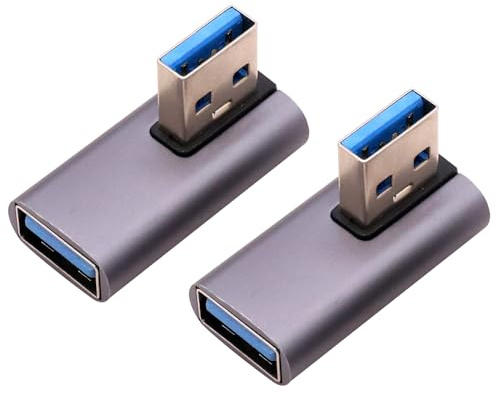 90 Degree USB 3.1 Adapter 2-Pack – Left Angle USB A Male to Female Converter Extender, L-Shaped USB3.1 Expansion Connector, Usb A Right Angles Adapter, Usb 3.1 Right Angle Adapters, for PC, Laptop