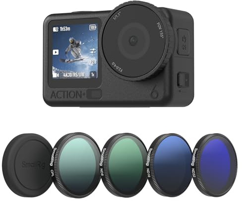 SMALLRIG ND Filter Kit 5 Pack for DJI Osmo Action 6, CPL ND8 ND16 ND32 Snap-On Polarizing Neutral Density Filters & Lens Silicone Cover, HD Optical Glass/Multi-Coated - 5895