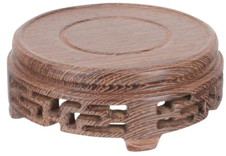 BESPORTBLE Wooden Riser Display Stand Round Teaware Display Stand 5.12in Solid Wood Pedestal for Teapot Vase Lamp Indoor Stable Base for Home Decor