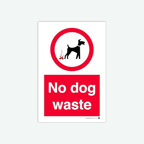No Dog Waste Adhesive | 300 x 200mm | Weatherproof | Garden & Property Notice | Lawn | Grass | Sticker