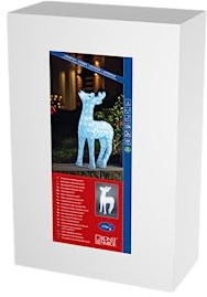 Konstsmide LED Acryl Rentier, groß, 176 kalt weiße Dioden, 24V Außentrafo, transparentes Kabel - 6121-203