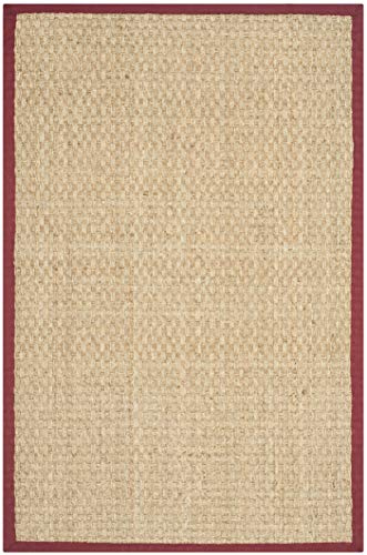 Safavieh Naturfaser Teppich für Wohnzimmer, Esszimmer, Schlafzimmer - Natural Fiber Collection, Kurzer Flor, Burgunderrot, 76 x 122 cm