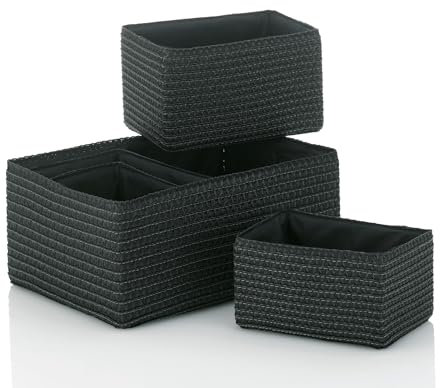 kela Korb-Set Rimossa, 5-teilig, unterschiedliche Größen, PP-Kunststoff, schwarz, Stoffinnenfutter, ineinander stapelbar, 21780