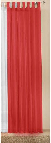 Schlaufenschal Gardine Uni transparent Voile, 175x140, Rot, 61175