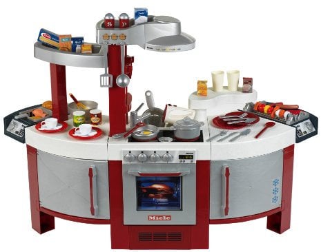 Theo Klein 9125 Cucina Miele n. 1, Cucina per Bambini accessibile su Entrambi i Lati, Piastra di Cottura con Suono e Diversi Accessori, 137 x 55 x 95 cm, Giocattolo per Bambini a Partire dai 3 Anni