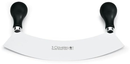3Claveles 1210 - Cuchillo media luna, dos mangos, 22 cm
