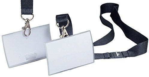 Durable Namensschild Click Fold 54 x 90 mm, 70% recycl. PP, mit Textilband 44 cm (schwarz), Packung à 10 Stück, 821719