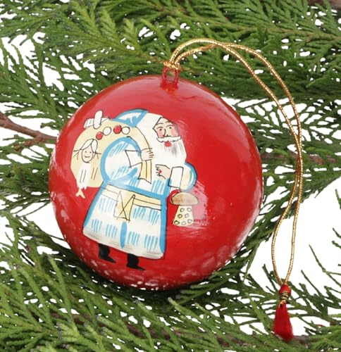 Upcycling Weihnachtskugel aus Pappmachee, handbemalt, Deko, Muster 29 | Einzigartiger Christbaumschmuck, individuelle Designs, nachhaltige Materialien, handgefertigt, festliche Dekoration