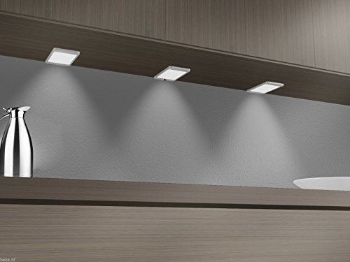 kalb Material für Möbel LED Unterbauleuchte 6Watt SET Sensor Küchenleuchte Einbauspot Einbaustrahler, Lichtfarbe:warmweiß, Setgröße:1er SET, Auswahl:ohne Sensor
