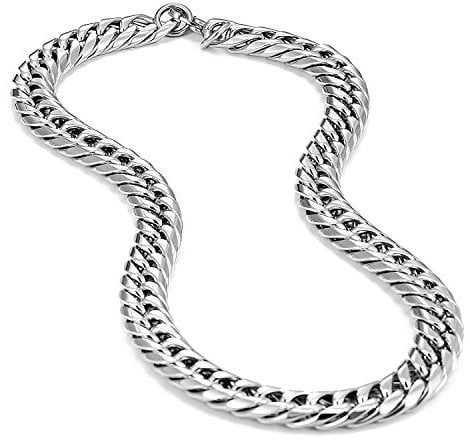 URBAN JEWELRY Men's Stainless Steel Chain Necklace Ultra Thick and Wide (Silver,13.5 mm width) (53.3)