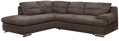 Mivano Ecksofa Coast / Große Sofagarnitur in L-Form mit Ottomane links / 264 x 88 x 217 / Strukturstoff: Dunkelbraun