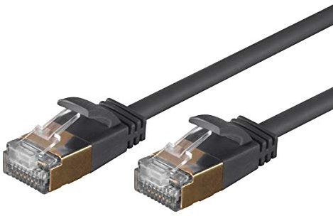 Monoprice SlimRun Cat6A Ethernet Patch Cable - Network Internet Cord - RJ45, Stranded, STP, Pure Bare Copper Wire, 36AWG, 6in, Black