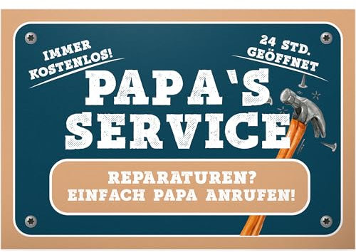 DankeDir! Papa's Service - Vater Schild Papas Werkstatt Geschenkidee Geburtstagsgeschenk Wanddeko Werkstatt Garage Deko das Haus 30 x 20 cm Kunststoff Wandmontage Rechteckig