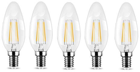 5 LED Lampe Leuchtmittel Birne Filament E14 Klein Gewinde 4 Watt 400 Lumen Warmweiß