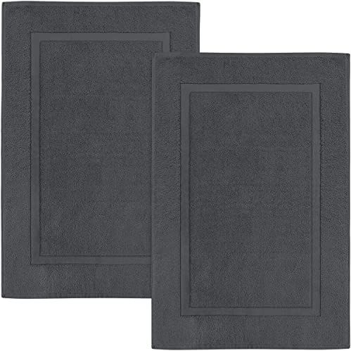 Utopia Towels Waschbare Badematte aus Baumwolle, 53,3 x 86,4 cm, Dunkelgrau, 2 Stück