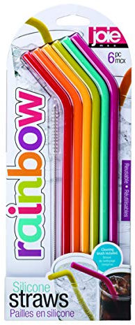 Joie 12711 Reusable Silicone Straws, Rainbow