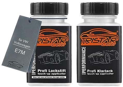 TRISTARcolor Autolack Lackstift Set für VW/Volkswagen E7M Silber Metallic Basislack Klarlack je 50ml