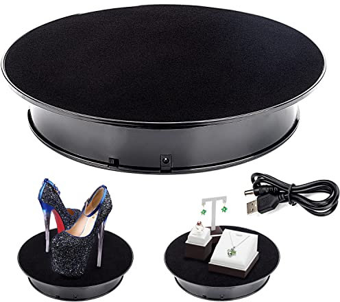 Leadleds 12 Black Motorized Turntable Display, 360 Degree Electric Rotating Display Turntable Ideal for Display Jewelry, Watch, Digital Product, Hobby Collectible Product
