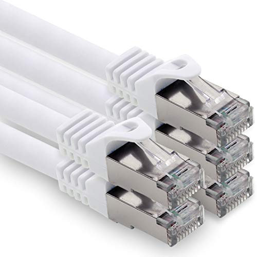 Câble Réseau Cat7 Cat7 10 Gb/s SFTP - 5x 10m - RJ45 Ethernet LAN DSL Routeur Modem - Blanc
