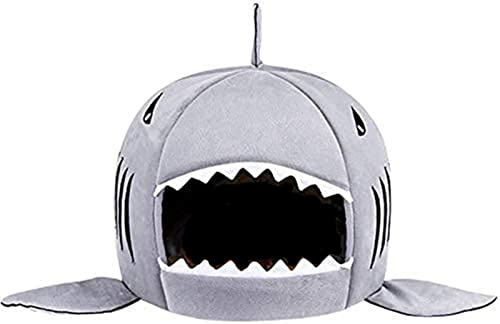 Alytimes Dog Bed Shark Cat Bed Pet Cave for Small Pets with Removable Cushion Water Resistant Bottom Machine Washable Lovely Pet House Gift for Pet