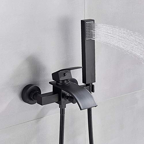 Huin Robinet de baignoire de salle de bain mitigeur de bec cascade à poignée unique avec douche à main robinet de bain mural robinet de baignoire