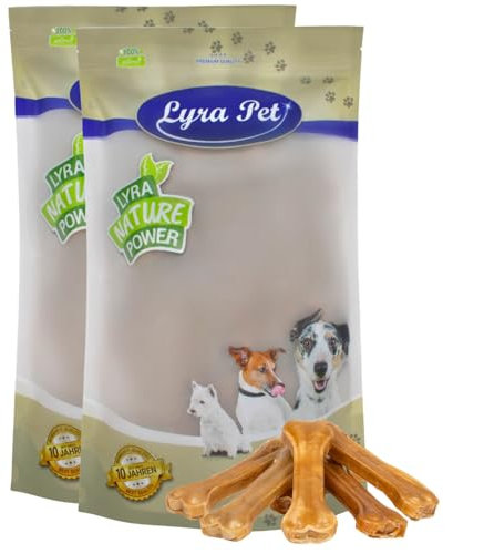 Lyra Pet® 100 STK. Kauknochen ca. 16 cm | Naturbelassener Kausnack | Proteinreicher Hundeknochen zur Zahnreinigung | Langer Kaugenuss aus Rinderhaut | Nährstoffreich | Fettarmer Kauartikel