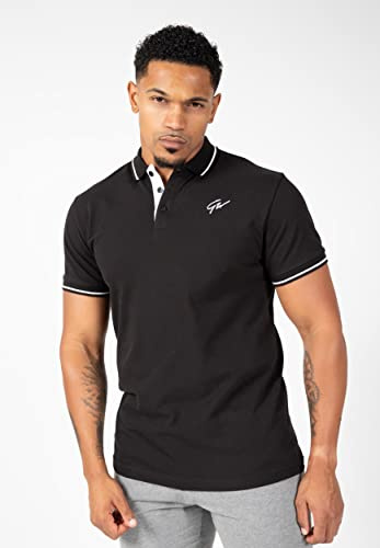 Gorilla Wear Delano Polo - schwarz - leichtes bequemes Hemd mit Logo zum Sport Freizeit Alltag Workout Feste Stoffe mit Knöpfen aus Baumwolle Elasthan Normale Passform, XXL
