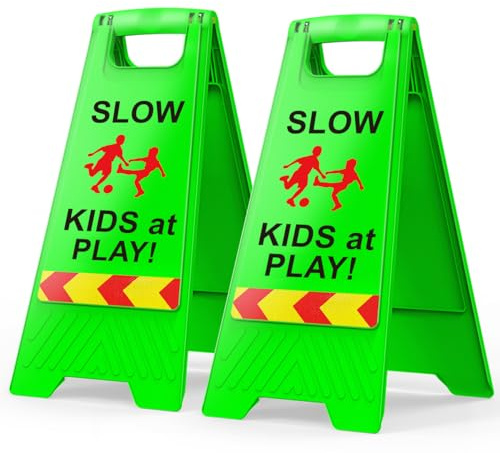 Slow Kids at Play! Sicherheitsschilder, doppelseitig, schwarzer Text und rote Grafiken, einfacher zu identifizieren, Hofschilder für Schulen, Nachbarschaften, Park, Tagespflege, Gehweg, Auffahrt,