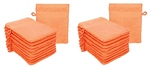 Betz 20 Stück Waschhandschuhe Waschlappen Premium Größe 16x21 cm 100% Baumwolle Farbe orange