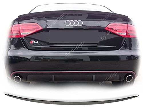 FLY DESIGN 70002 Heckspoiler passend für A4 B8 Limousine (2007-2015), Heckflügel, Spoilerlippe für Auto Tuning, in A-Still, ABS Kunststoff, Brillantschwarz LY9B lackiert