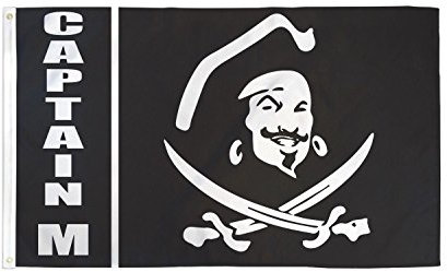 AZ FLAG - Flagge Pirat Captain Morgan - 90x60 cm - Piraten Totenkopf Fahne 100% Polyester mit Messing-Ösen - UV-beständig - Vives Farben - 50g