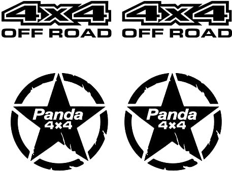 adesivi 4x4 off road e Stella 4x4 compatibile per panda 4x4 Sisley Adventure Trail trekking fuoristrada auto tuning sport suv (NERO)