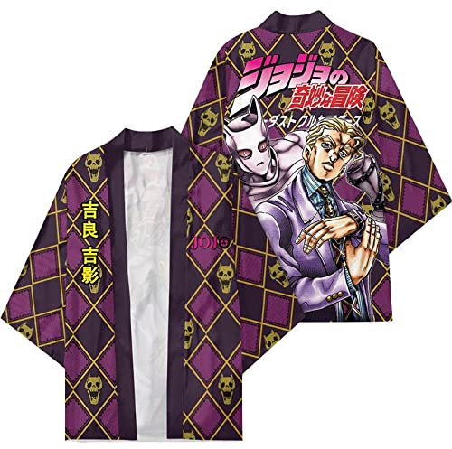 Anime JoJo's Bizarre Adventure Japanischer Stil Harajuku Kimono Kujo Jotaro Schal Strickjacke Bademantel GioGio Kimono Mantel Cape Jacke Julius Zeppeli Kimono