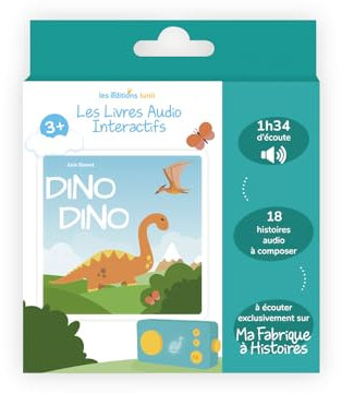 Lunii- Livre Audio interactif dès 3 Ans à écouter sur Ma Fabrique à Histoires (Vendue séparément), Coffret Dino